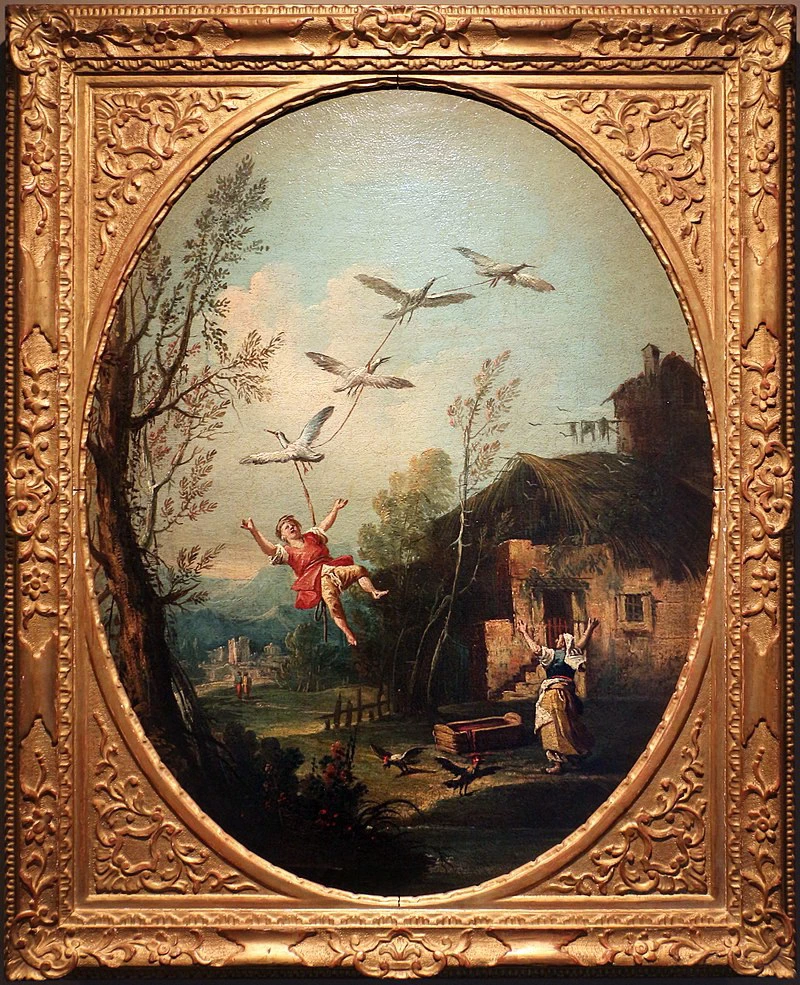 Bertoldino che vola legato alle oche - Museo del Settecento Veneziano, Ca' Rezzonic